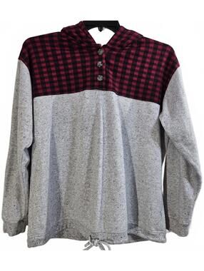 Maurices Long Sleeve Hoodie with Red and Black Checkered Yoke and Hood Size XXL